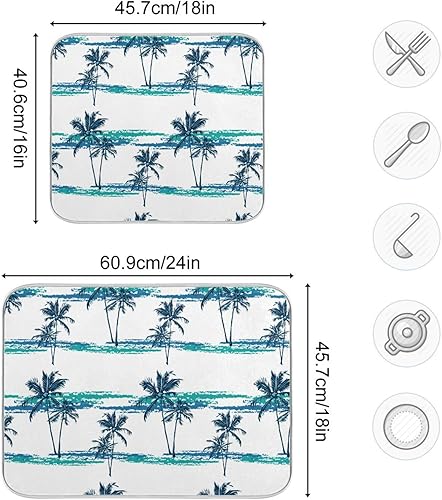 Miniatura 3 de Tropical Pattern Depicting Palm Trees Drying Dish Mat Kitchen Pads For Counter Kitchen Countertop Mat Tapete Para Cocina 16'' x 18''