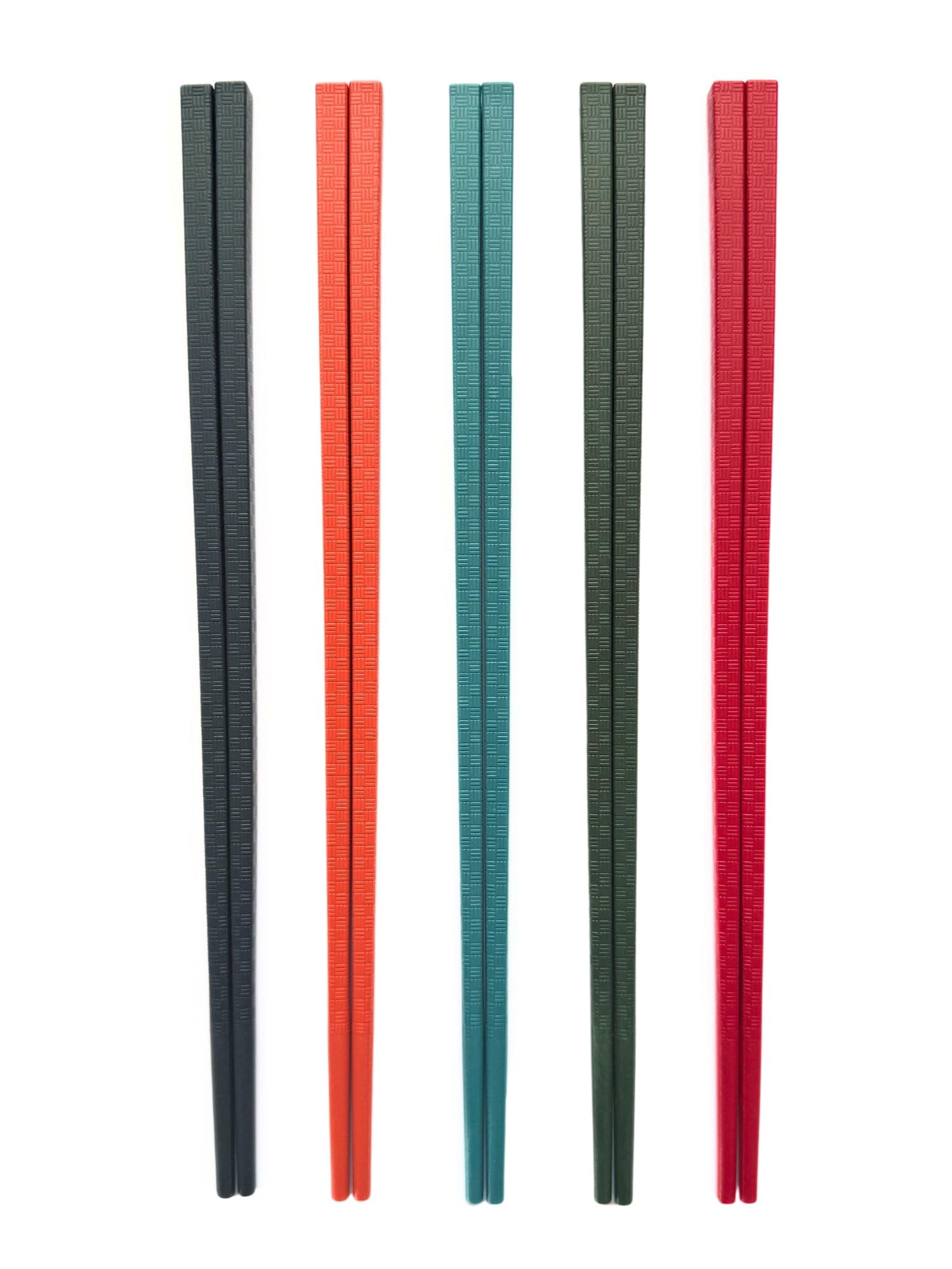 Set of 5 Colorful Matte Reusable Fiberglass Chopsticks – Non-Slip, Dishwasher Safe, Perfect for Chinese, Korean & Japanese Meals 9.5 inch (Plain)