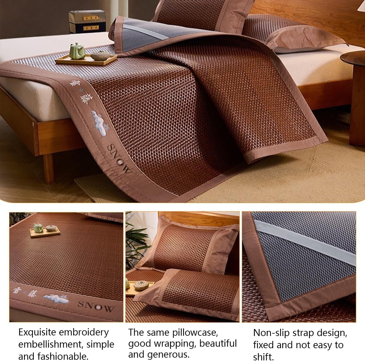 Folding Sleeping Mat with Breathable Material and Pillowcase, Easy to Clean, Smooth Design for Home, Schools, and Dormitory