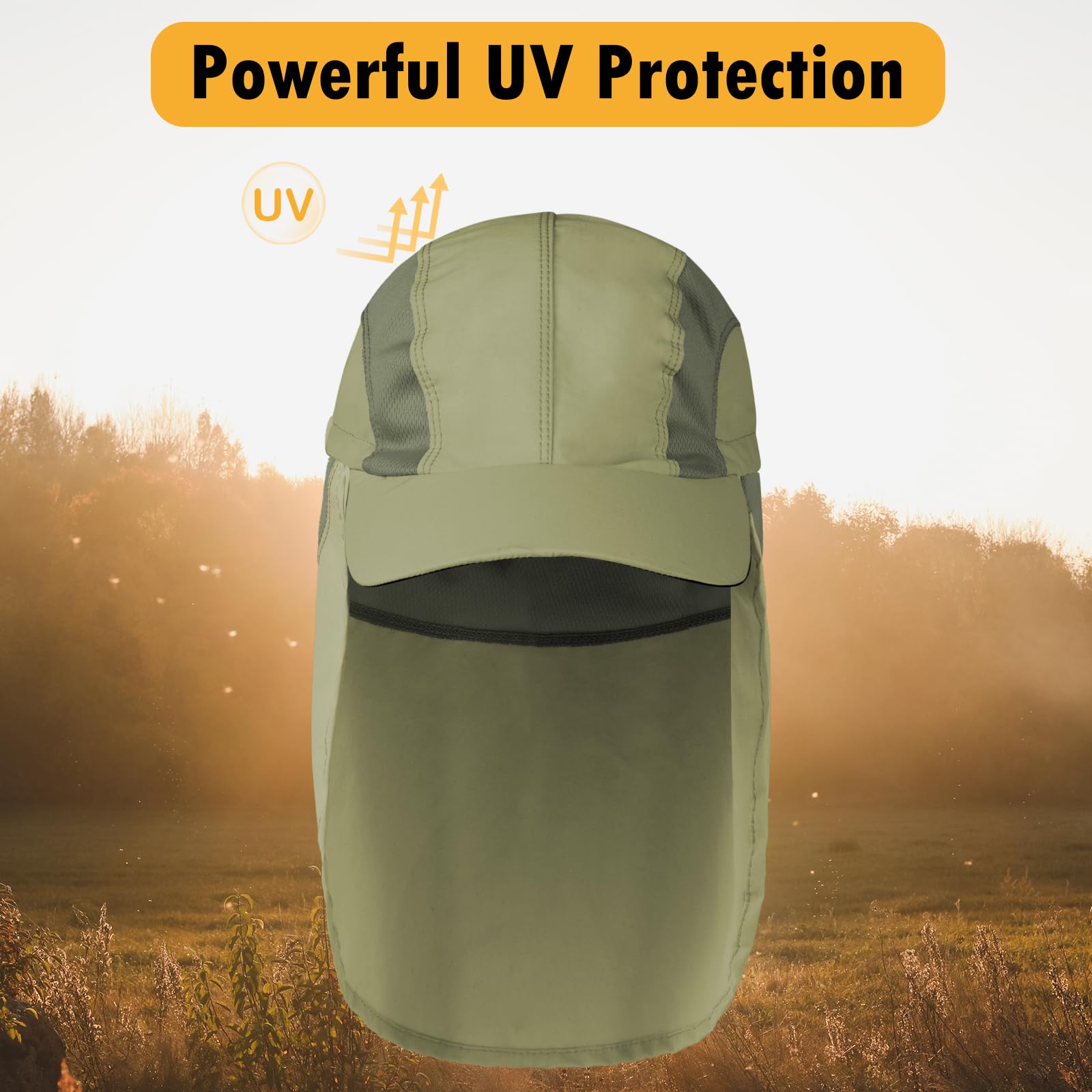 Sombrero de sol para hombre con malla transpirable para hombre, protección solar, sombrero de pesca con solapa para el cuello, para senderismo, ciclismo