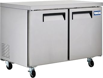 Kratos Commercial Undercounter Freezer, 2 Door 60" Wide All Stainless Steel Freezer for Restaurants, 15 Cubic Ft, 115V 67K-306
