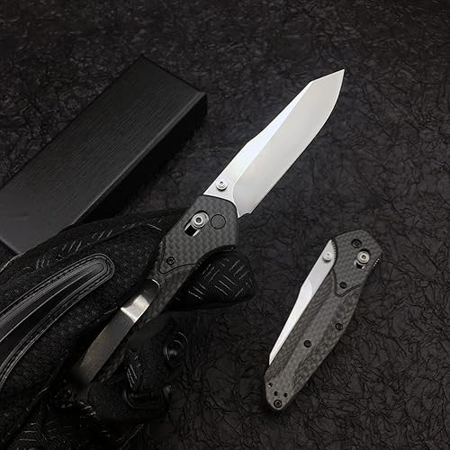 Miniatura 4 de HUAAO Cuchillo de bolsillo EDC de 7.7 pulgadas, hoja Tanto inversa de 3.6 pulgadas con perno para pulgar, borde liso, acero D2, mango de fibra de