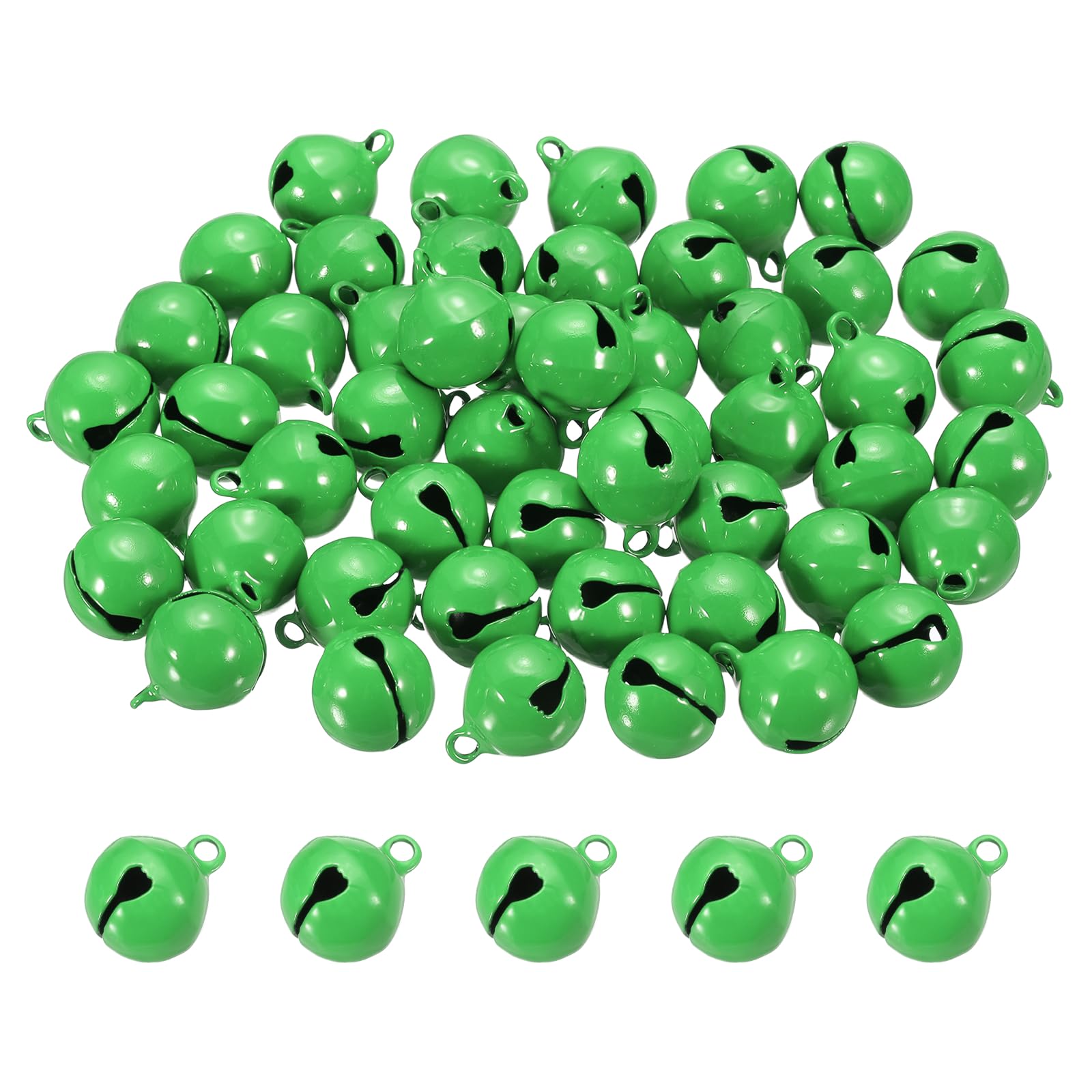 PATIKIL 50Pcs Small Jingle Bells 14mm 0.55in Mini Bells Green