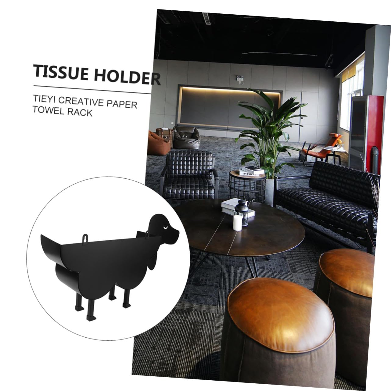 Tofficu Portarrollos de Papel Higiénico Soporte Estable Vertical de Hierro Negro para Varios Rollos, Adecuado para Baño de Hotel o Club