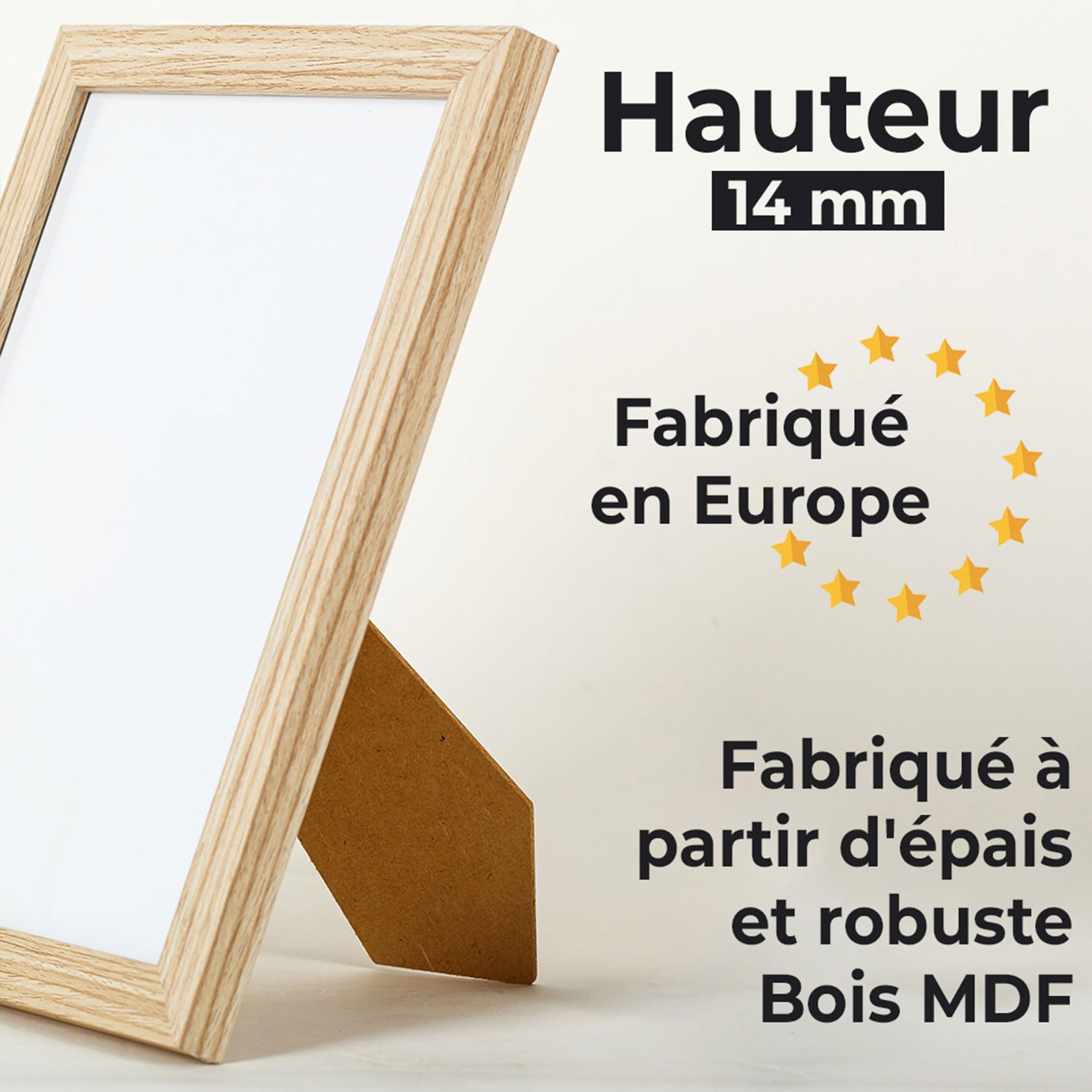 Lot De 4 Cadres Photo 15x20 Cm En Bois MDF - Cadre Avec Verre Acrylique - Pour Photos, Puzzle, Bureau Ou Salon