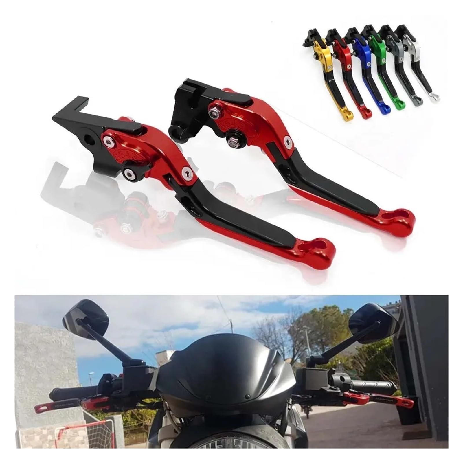 Leva freno frizione moto Per Ducati Monster ST2 M 400 600 620 695 750 919 796 696 Accessori Moto Pieghevoli Allungabili Leve Freno Frizione(Style J)