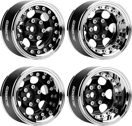 GLOBACT Ruedas Beadlock de aluminio de 1.9 pulgadas, compensación ajustable para 110 TRX4 TRX6 Axial SCX10 I II III Redcat GEN7 GEN8 RC Crawler