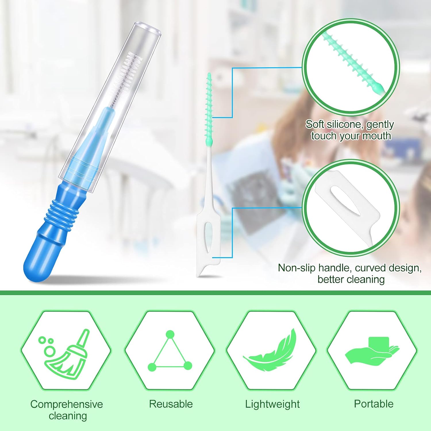 Patelai 350 Pieces Interdental Brush Tooth Floss Tooth Cleaning Tool Toothpick Dental Flossing Head Oral Flosser Refill Dental Flosser Toothpick Cleaners