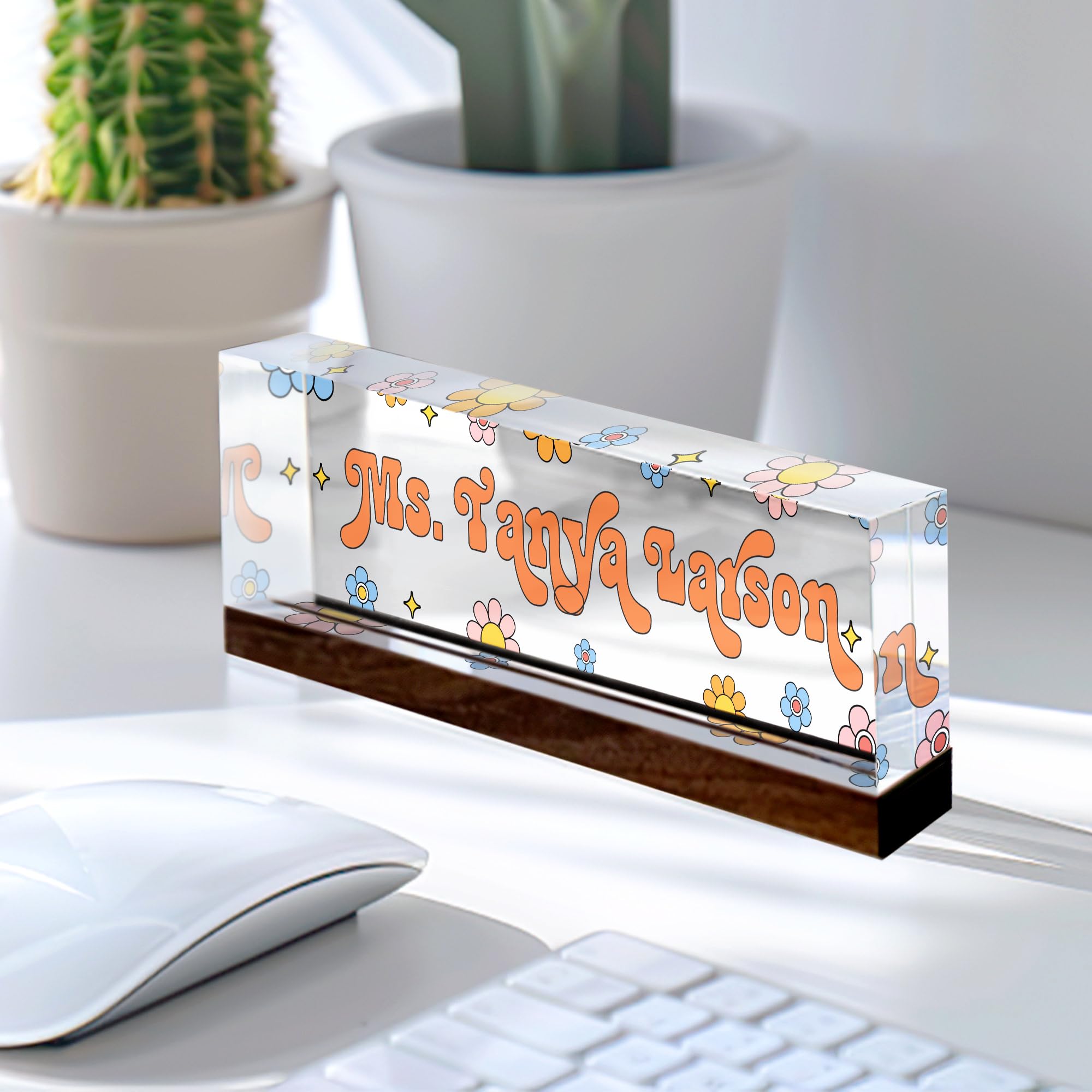 Placa De Nombre Personalizada Para Escritorio De Oficina, Diseño De Mármol Sobre Vidrio Acrílico, Bonita Promoción