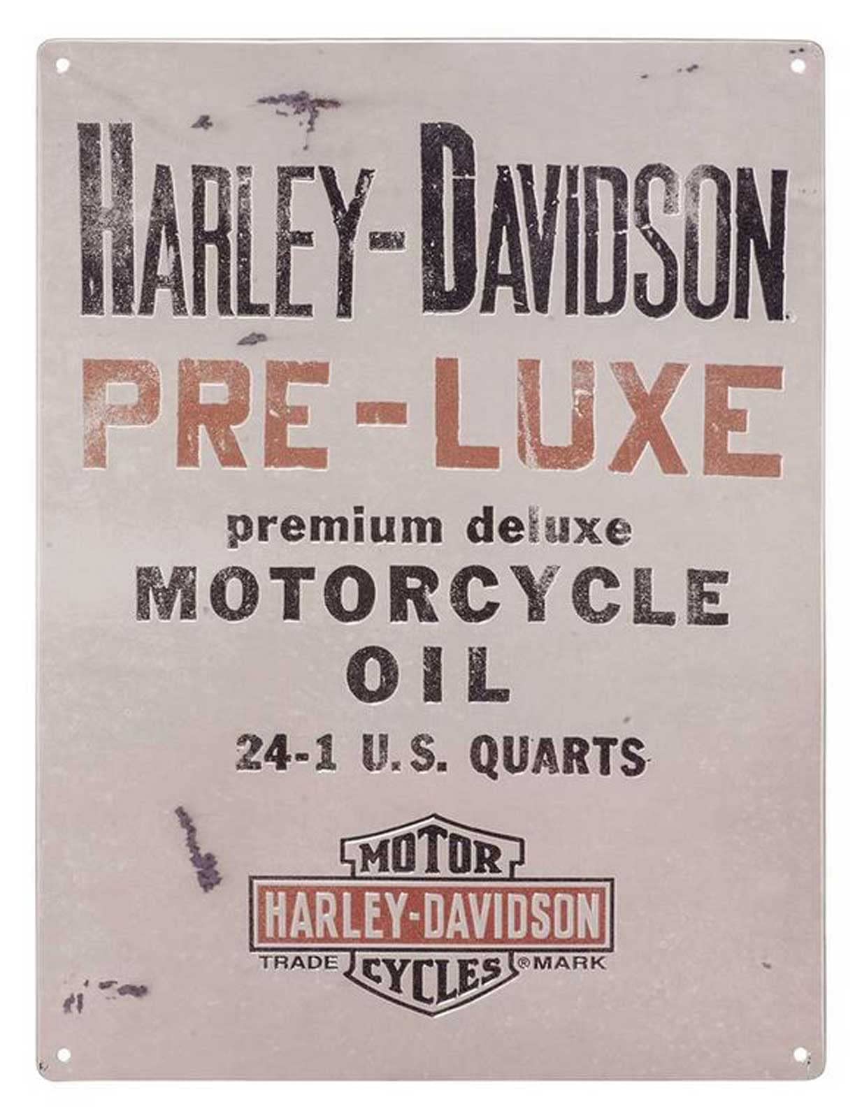 Harley-Davidson Embossed Tin Sign, Pre-Luxe Bar & Shield Logo, 12 x 15.75 inches