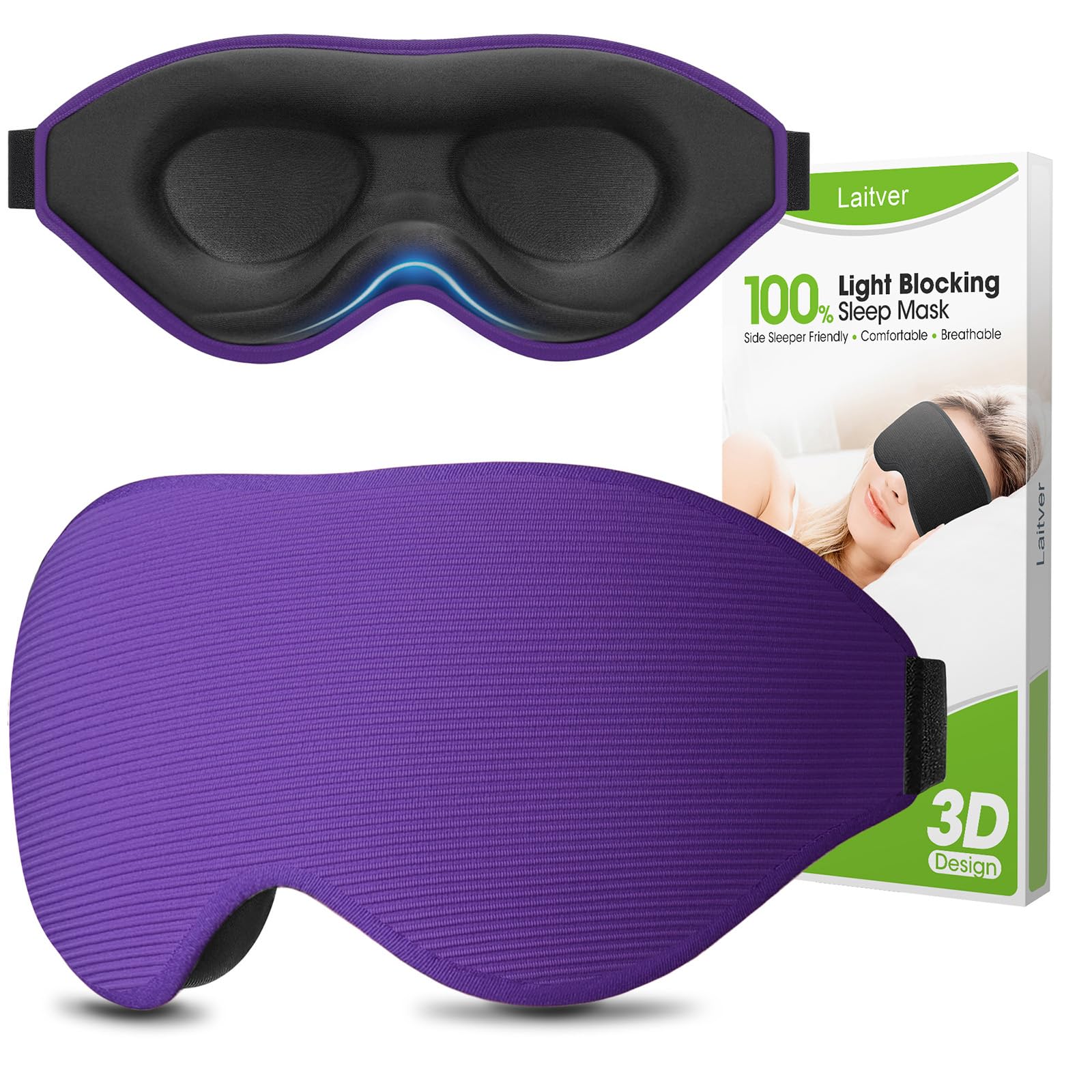 Gritin Mascherina per Dormire 3D, Upgrated Mascherina Maschera Occhi per Dormire per Bloccare la Luce, Pressione Oculare Zero, Super Morbido e Confortevole per il Sonno, Viaggi, Pisolino, Meditazione