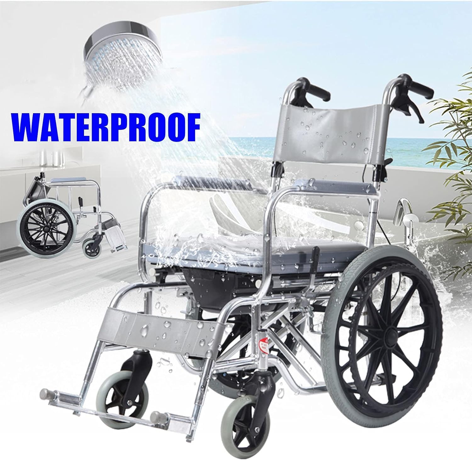 Silla de Ruedas Manual Ligera de Transporte para Adultos