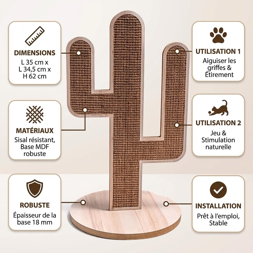 Juguete para Perros y Gatos - Modelo Cactus 1 - Resistente e Interactivo - Estimula el Instinto y Reduce el Aburrimiento
