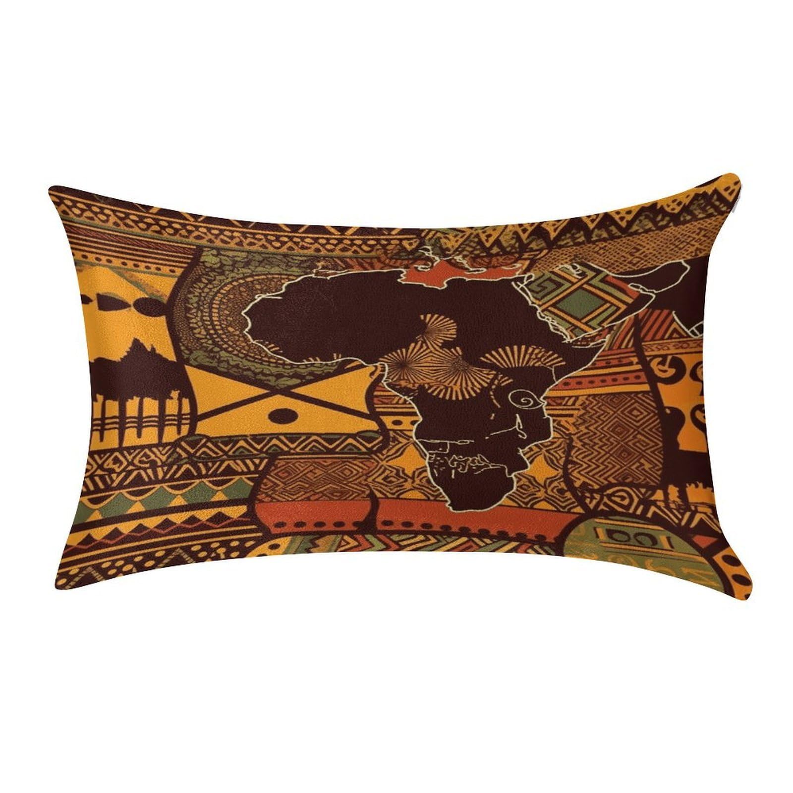 MUSM African Map Ethnic Pattern Pillow Case 12"X20" Luxury Velvet Throw Pillow Cover Fade Resistant Cozy Soft Pillowcases Pillow Protector Pillow Shams Lumbar Pillow Shells for Home&Gifts