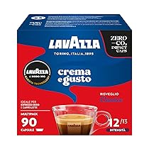 Lavazza, A Modo Mio Crema e Gusto Classico, 90 Capsule Caffè, per un Espresso con Note di Cioccolato e Frutta Secca, Arabica e Robusta, Intensità 12, 13, Tostatura Media, Confezione da 36 e 54 Capsule