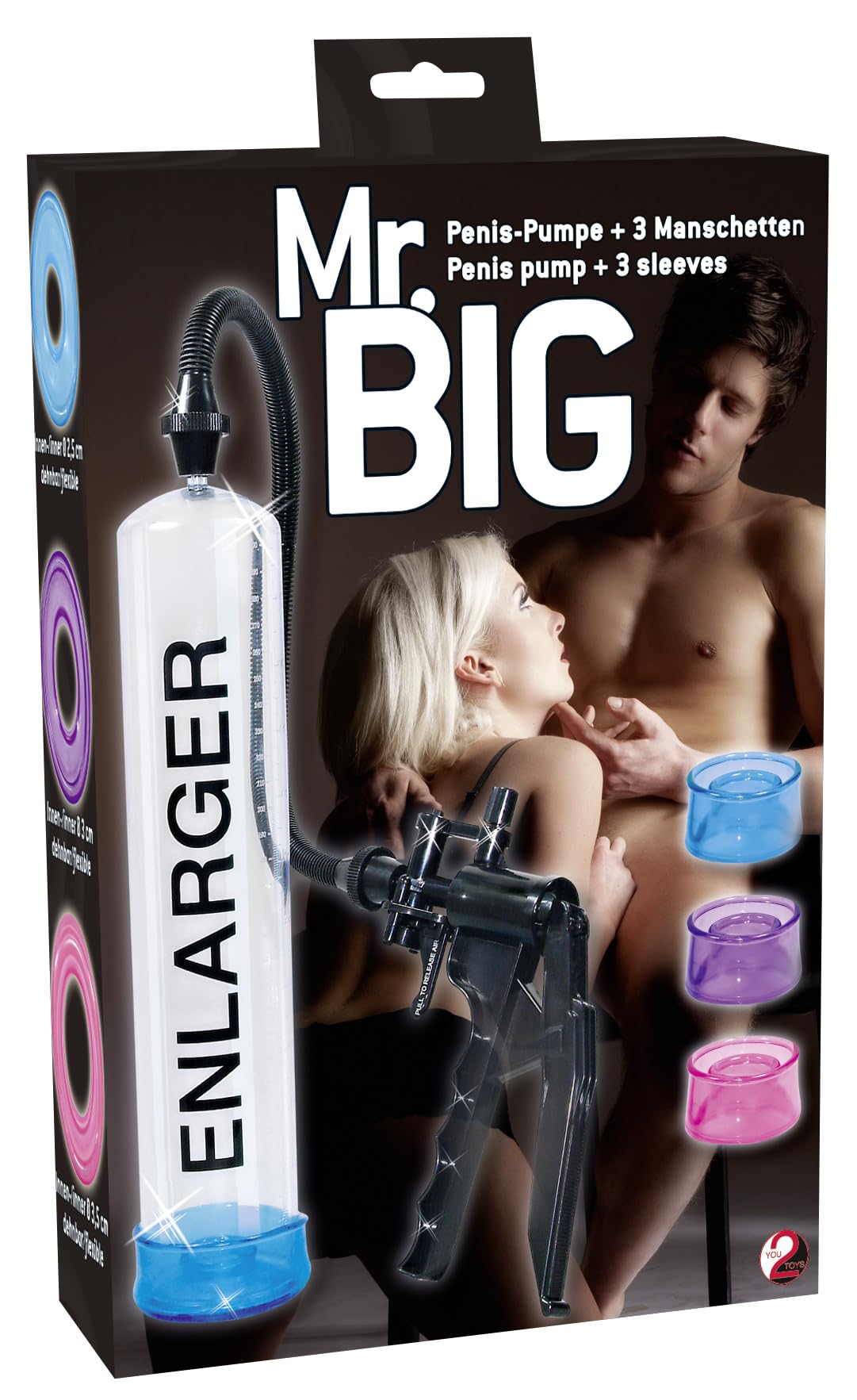 You2Toys Mr. Big Bomba de pene para hombres Rosa, Morado Y Azul/Transparente 6,5