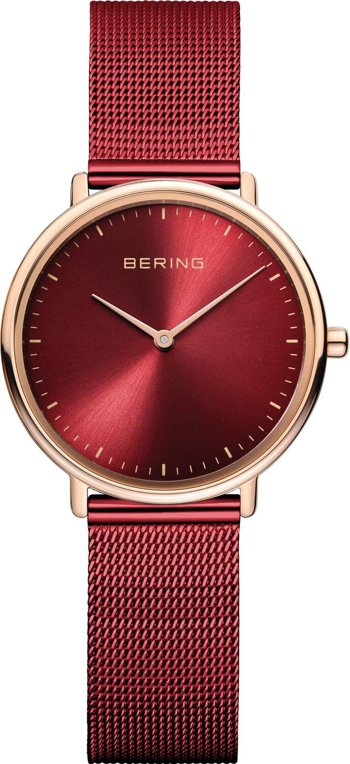 BERING 15729 Reloj de Cuarzo para Mujer con Caja de Acero Inoxidable de 29 mm y Esfera con Efecto Rayos de Sol, Correa milanesa, Cristal de Zafiro y Resistencia al Agua de 3 ATM