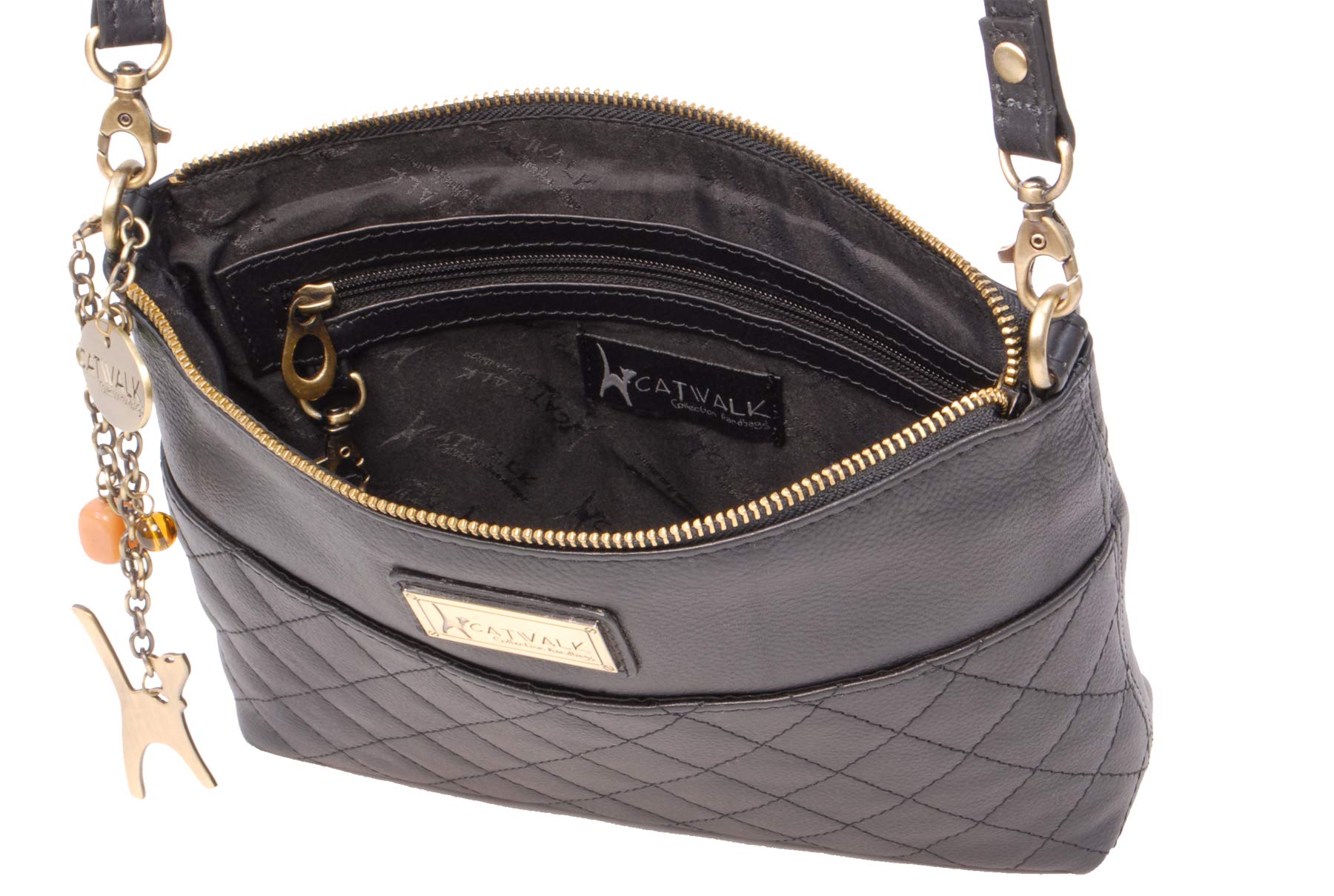 Catwalk Collection Handbags - Borsa a Tracolla Piccola da Donna - Borsa Pochette in Pelle Trapuntata - Tracolla Regolabile - Borsetta - Josie