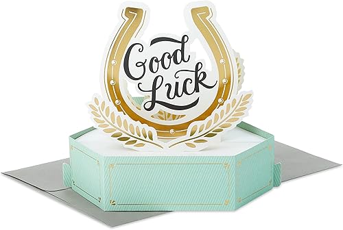 Hallmark Paper Wonder - Tarjeta desplegable (herradura de buena suerte) para el día de San Patricio, graduación, jubilación y más