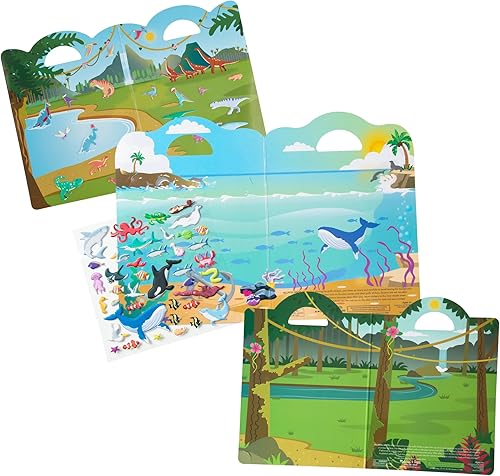 Miniatura 5 de Melissa & Doug Puffy Sticker Activity Books Set of 3 – Safari, Dinosaur & Ocean, with 118 Reusable Puffy Stickers and Fold-Out Scenes, Mess Free