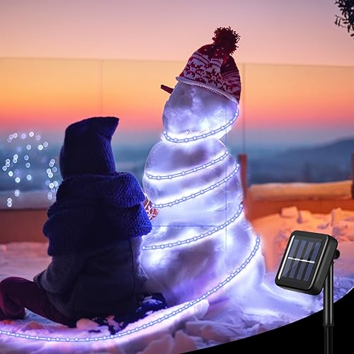 Miniatura 6 de 2 tiras de luces solares de 100 pies cada una de 300 luces LED para exteriores, impermeables, para campamento, 8 modos de iluminación, tubo de PVC