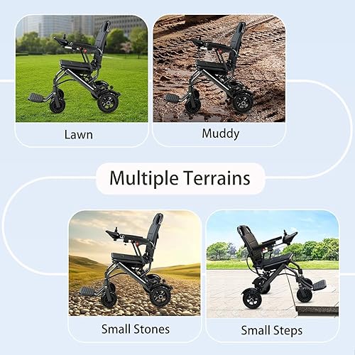 Miniatura 4 de Silla de ruedas para adultos sillas de ruedas eléctricas para adultos ligeras y plegables pesa solo 30 libras 304lbs 20-25 millas de mayor alcance