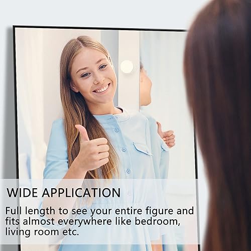 Miniatura 2 de NeuType Espejo de pared rectangular moderno de 47 x 22 pulgadas, marco negro, aleación de aluminio, montaje en pared, dormitorio, baño, sala de estar