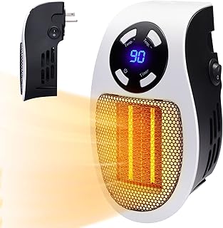 Wall Space Heater 350W Portable Electric Heater with Programmable Adjustable Thermostat, Overheat Protection, Precise LED Display, Passed UL and CSA Certification Safe Heater for Office Dorm Room