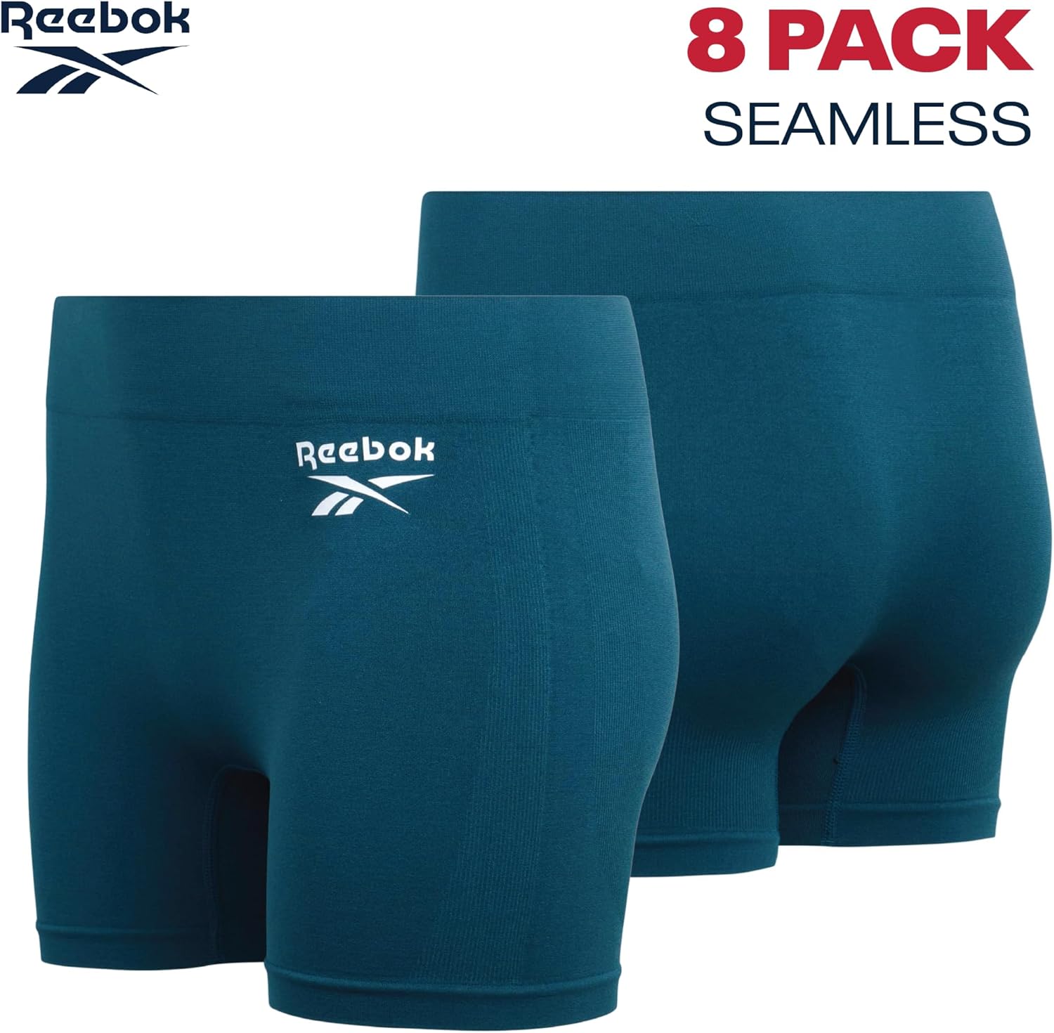Reebok Womens Boyshorts Underwear - 8 Pack Stretch Performance Seamless Underwear for Women, 4” Inseam with Tagless Waistband