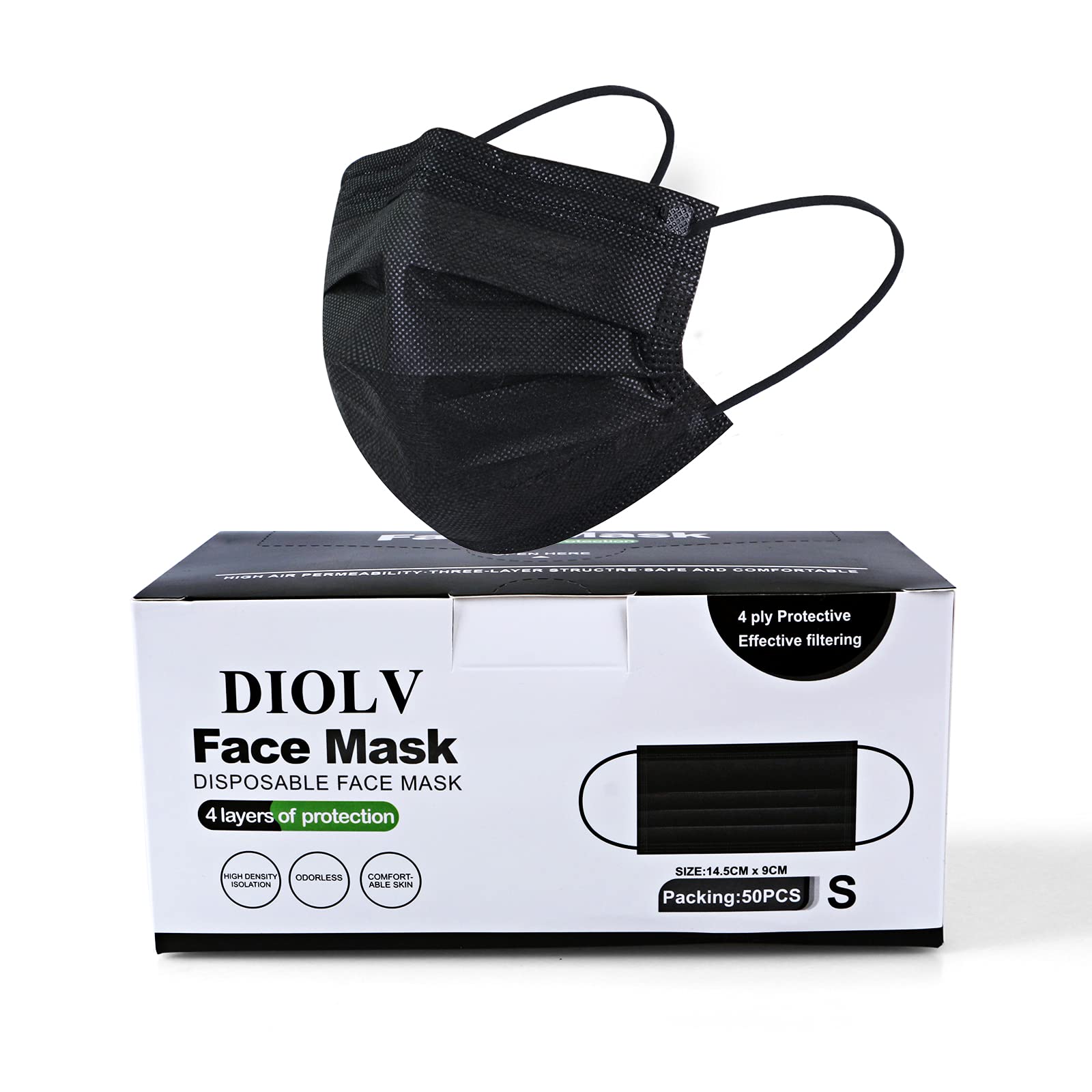 DIOLV Non Woven fabric 50 Pcs Kids Disposable Face Masks 4-Ply Breathable Masks Small Size Jet Black (B08H1WV2Z2) Amazon Price History, Amazon Price Tracker