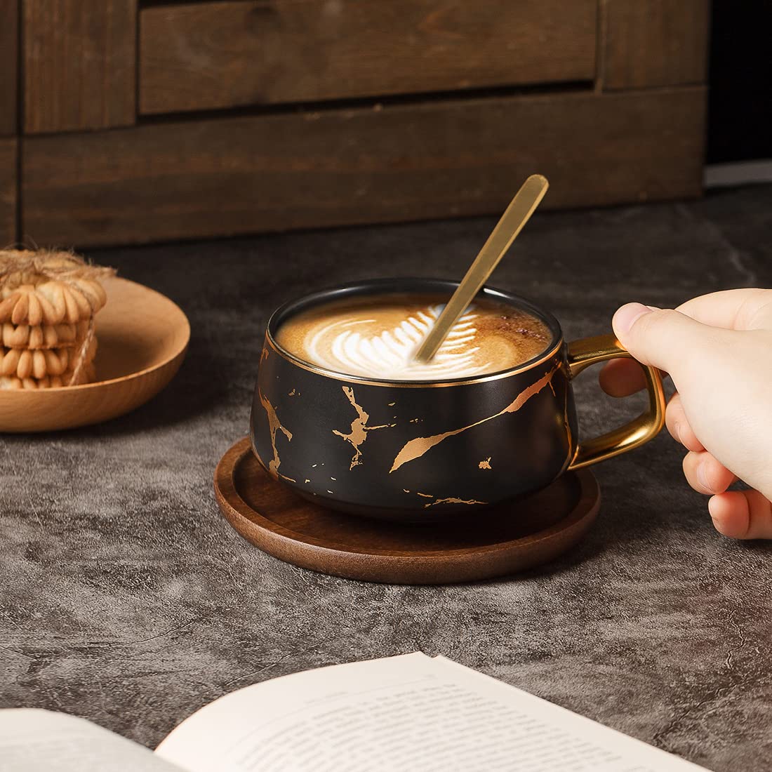Vitbunana Matte Marble Ceramic Mug - 10oz Large Coffee & Tea Cup, Reinforced Porcelain - View #12