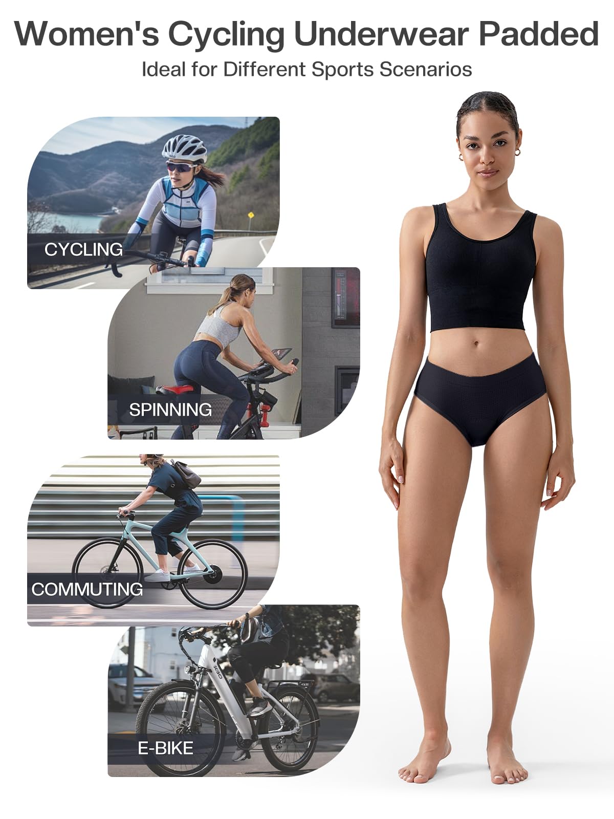 Pantaloncini da Ciclismo Imbottiti Donna Intimi da Ciclismo Traspiranti Tri Angula r Slip 5004