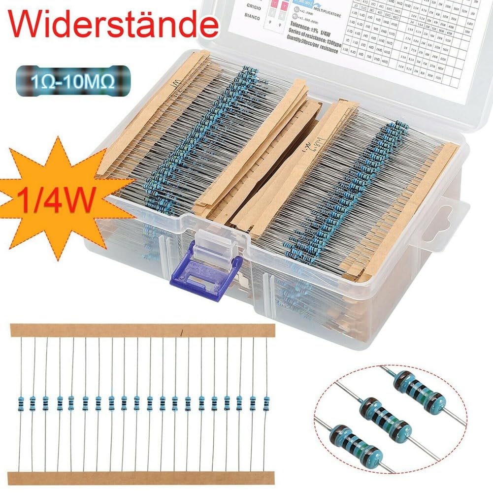 Metallschicht-Widerstand Sortiment 0,25 W/ 0,5 W, 1 Ohm -1M Ohm, 800 Stück