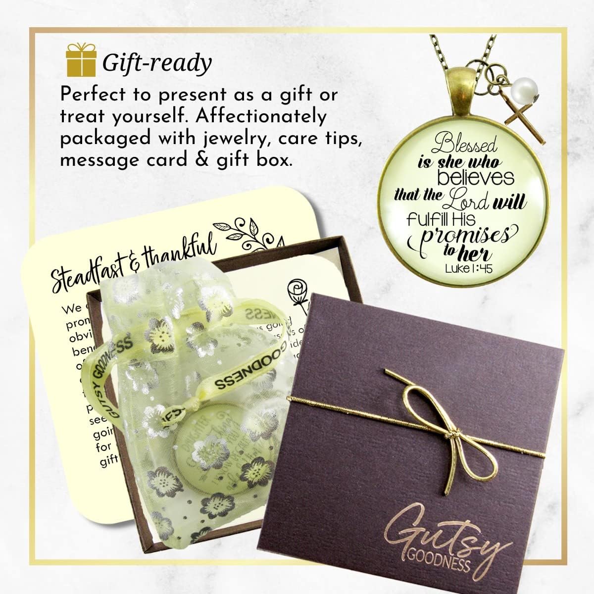 Gutsy Goodness Encouragement Necklace Handmade Bible Quote Message Jewelry Pendants For Women Of Faith