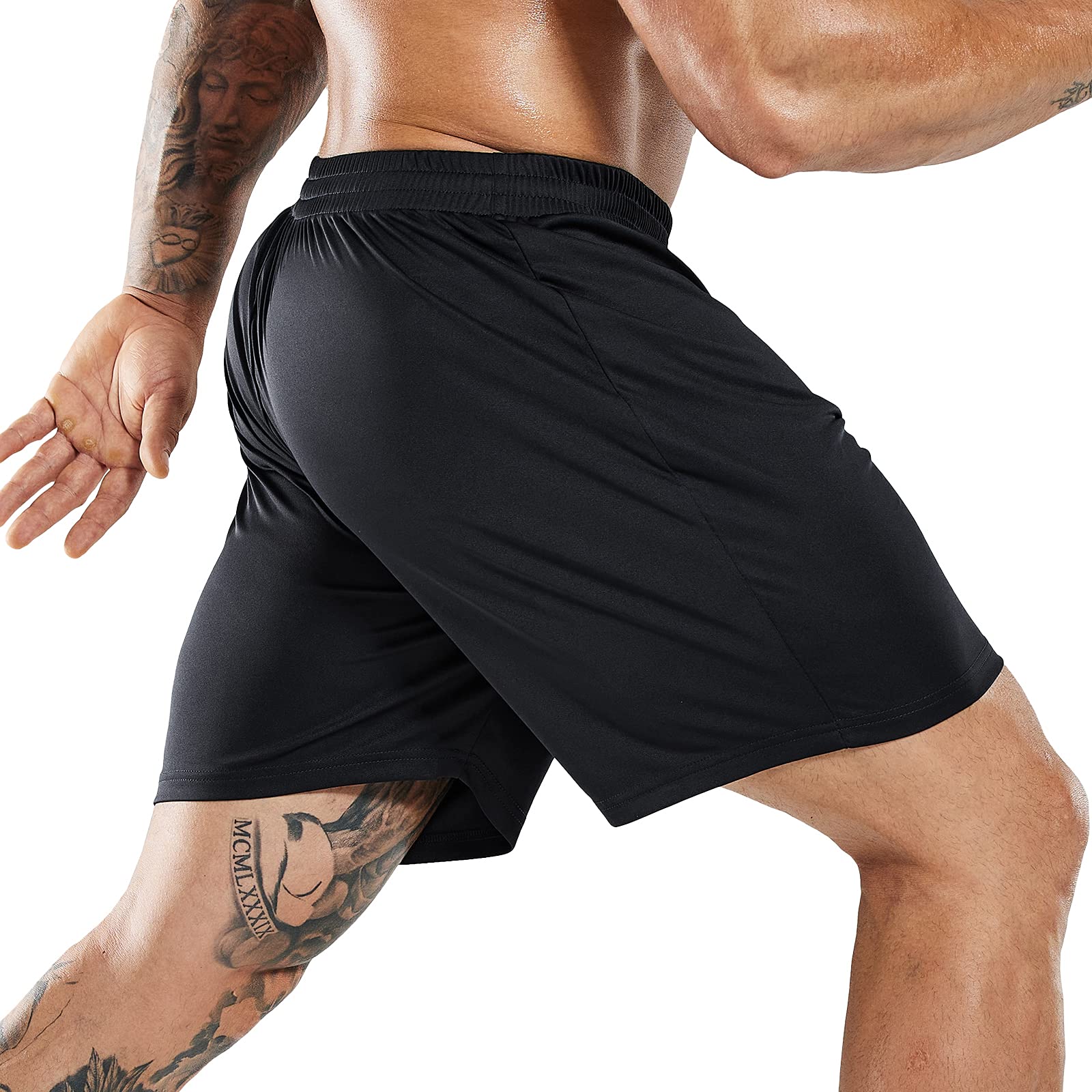 MIER Mens Quick-Dry Athletic Soccer Basketball Shorts Without Pockets No Liner Running Workout Training Active Shorts