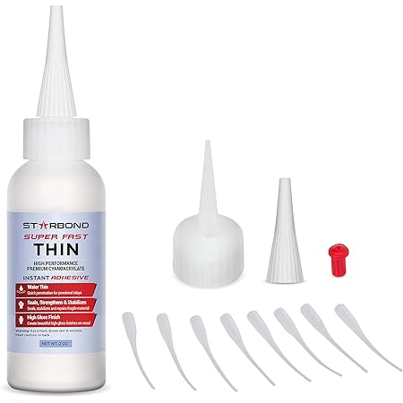 Starbond EM-02 Super Fast Thin, Premium Instant CA (Cyanoacrylate Adhesive) Super Glue Plus Extra Cap and Microtips, 2 oz. (for Woodturning, Pen Turning, Hobby, Stabilizing, Finish, Inlay)