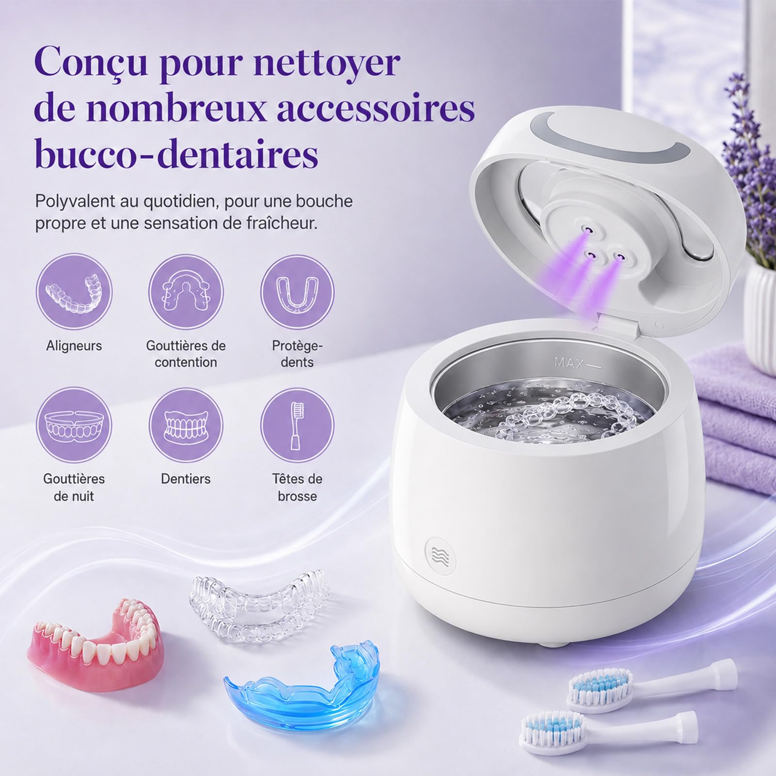 Dentaclean Nettoyeur À Dentier Ultrasons, Dentaclean Nettoyeur Ultrasons (Blanc)