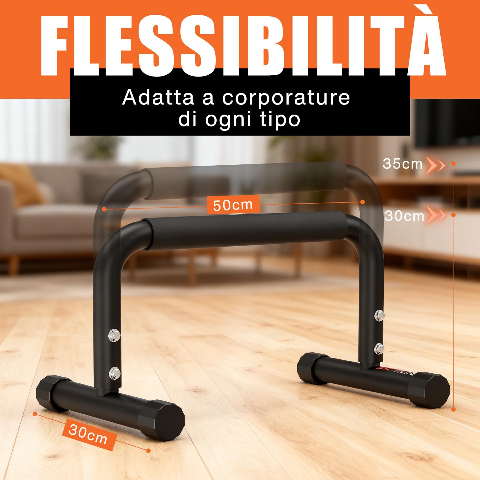 DH FitLife Parallele Calisthenics Regolabili (30-35cm) | Maniglie per Flessioni & Parallettes a 2 Altezze | Push Up Bars fino a 200 kg | Dip Parallele per Allenamento & Sport | Uso Interno & Esterno