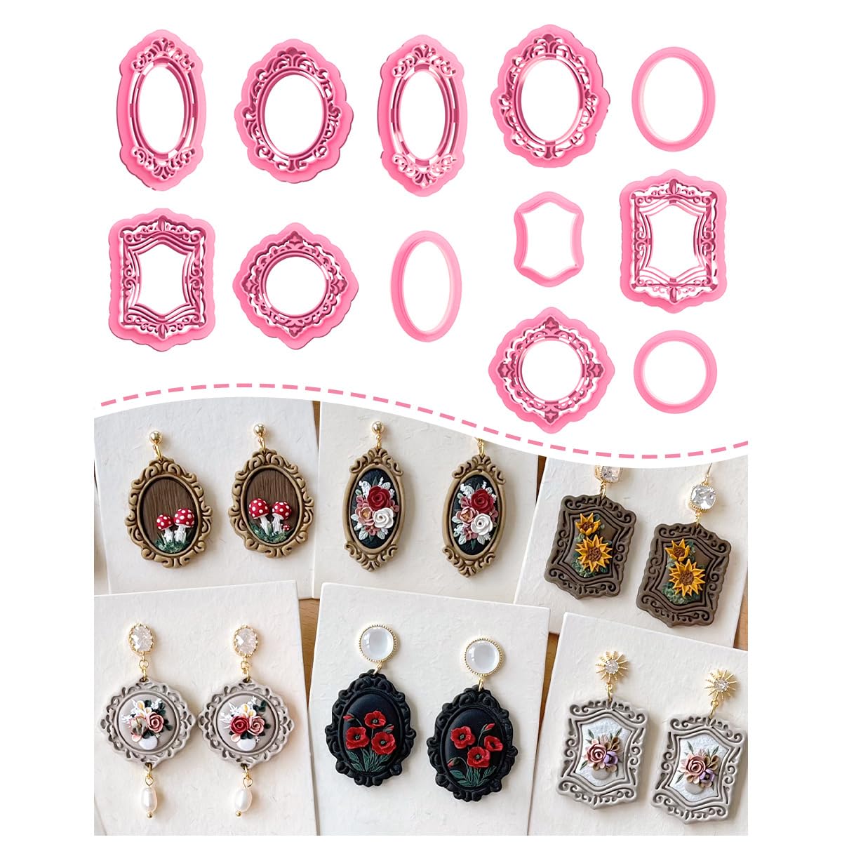 Keoker Emporte-pièces vintage en argile polymère, pour boucles d'oreilles, style bohème, 12 formes