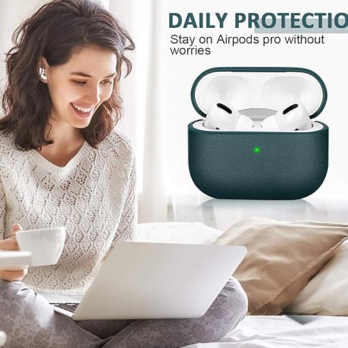 Miniatura 6 de JIELIELE Funda mejorada compatible con la carcasa de Airpods Pro, funda protectora de cuerpo completo de textura de cuero compatible con Airpods