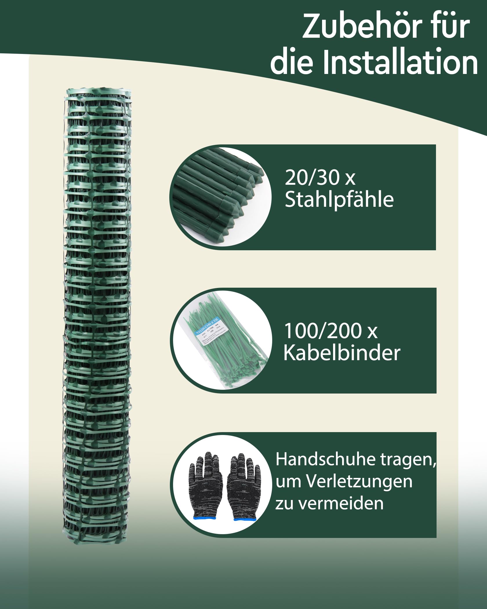 Ezcasch Mobiler Hühnerzaun 50m - Flexibler Gartenzaun Mit Stahlpfählen & Kabelbindern