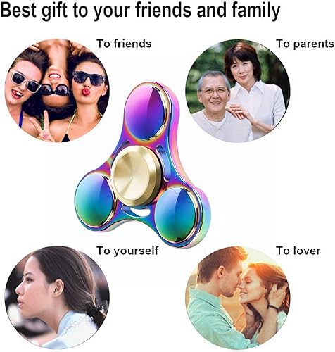 Miniatura 3 de JUNAN Hilanderos de mano de metal arcoíris EDC Fidget Spinner Reductor de estrés con rodamientos de alta velocidad Fidget Juguetes de dedo para TDAH