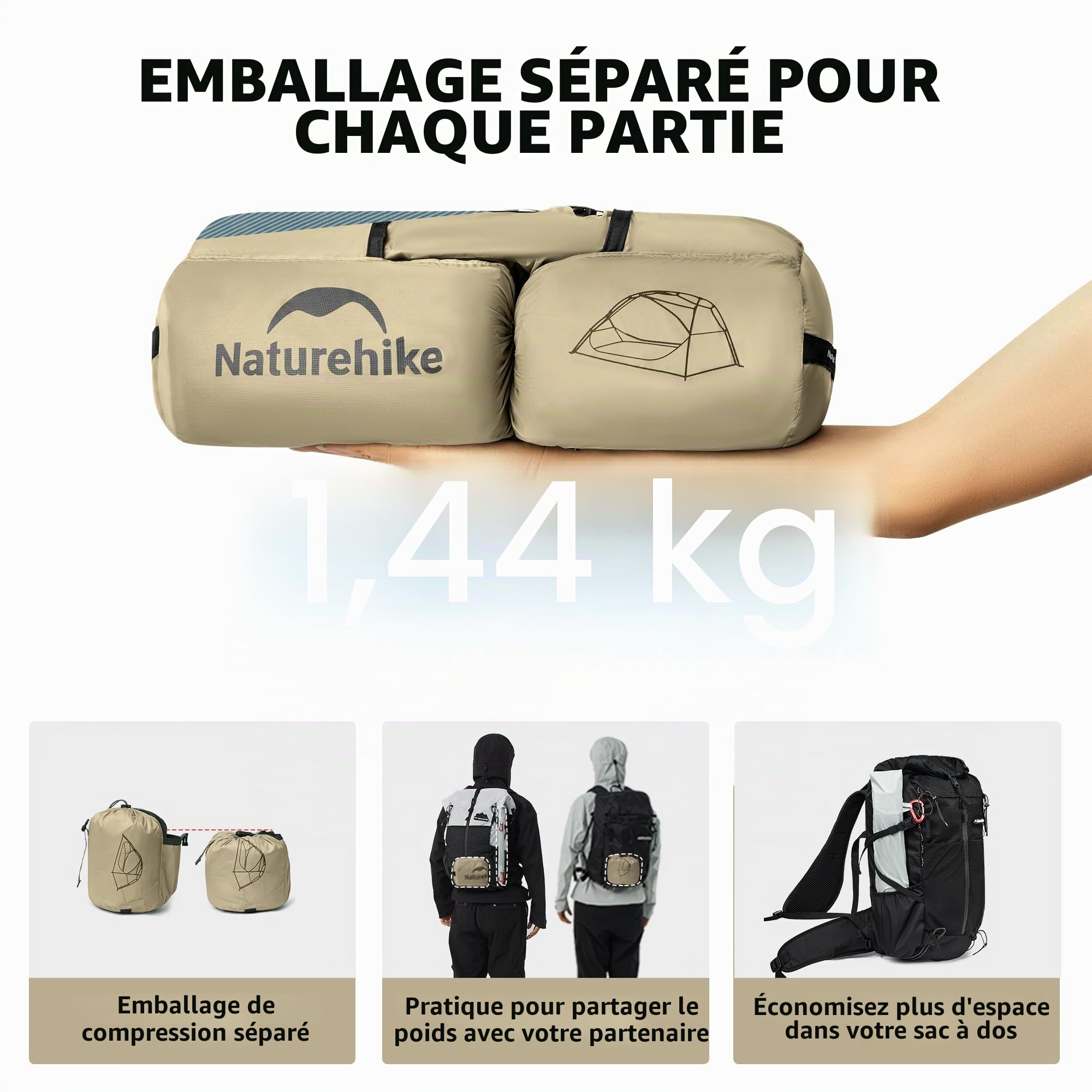 Naturehike Star River Tente de randonnée 4 saisons ultra légère double couche étanche pour randonnée, trekking et camping sauvage
