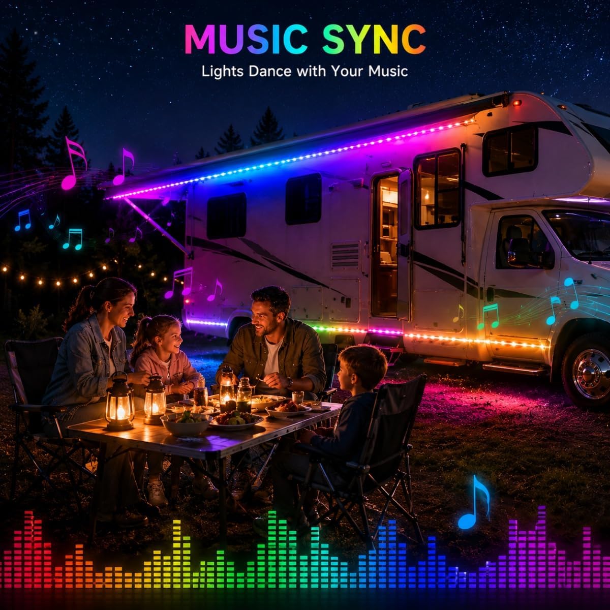 RV Awning Lights Strip 100FT, 12V RGB Camper Underglow Led Strip Lights