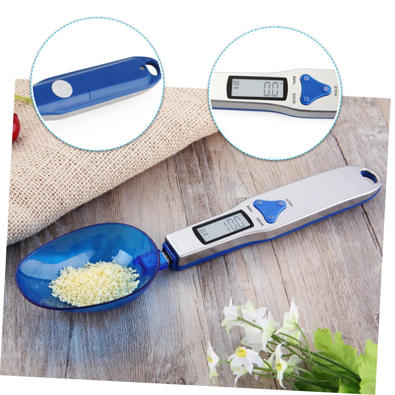 Cabilock 2St küchenmaschiene kochgeschirr Batteriebetrieb messwerkzeug digitale Löffelwaage für Lebensmittelzutaten Löffel mit Haushaltswaage Löffel mit LCD- ABS-Kunststoff Blue