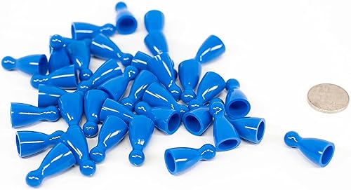 Piezas de plástico Peones: Set de 36 Color Azul Junta Juego (Ajedrez & Sorry Sustitución Halma peón Marcadores, colored Escuela Aula Suministros,