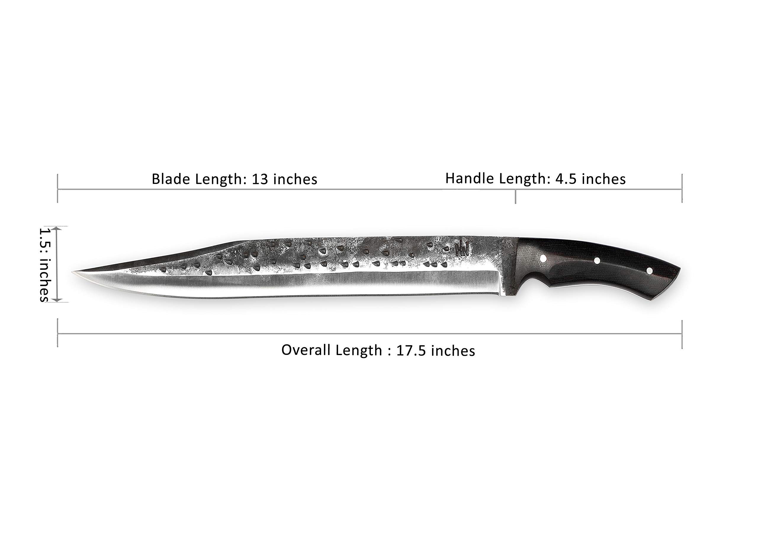 Hobby Hut HH-101, Handgemachtes Jagdmesser mit Scheide, 1095 Stahl, Bowiemesser, Micarta Griff, lederscheide