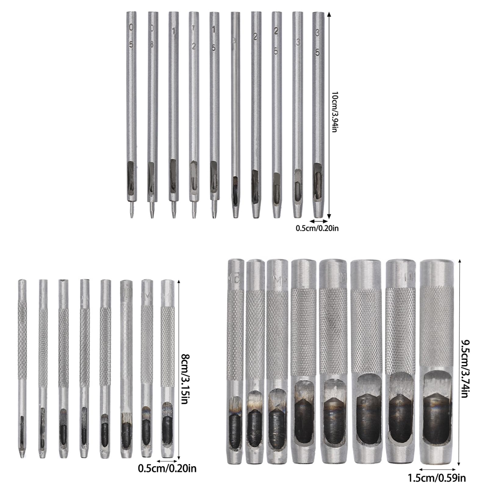 Set 8 Punzoni Per Pelle 1.5-5mm - Acciaio Temprato, Con Pannello PVC, Per Fai Da Te - Foto 9
