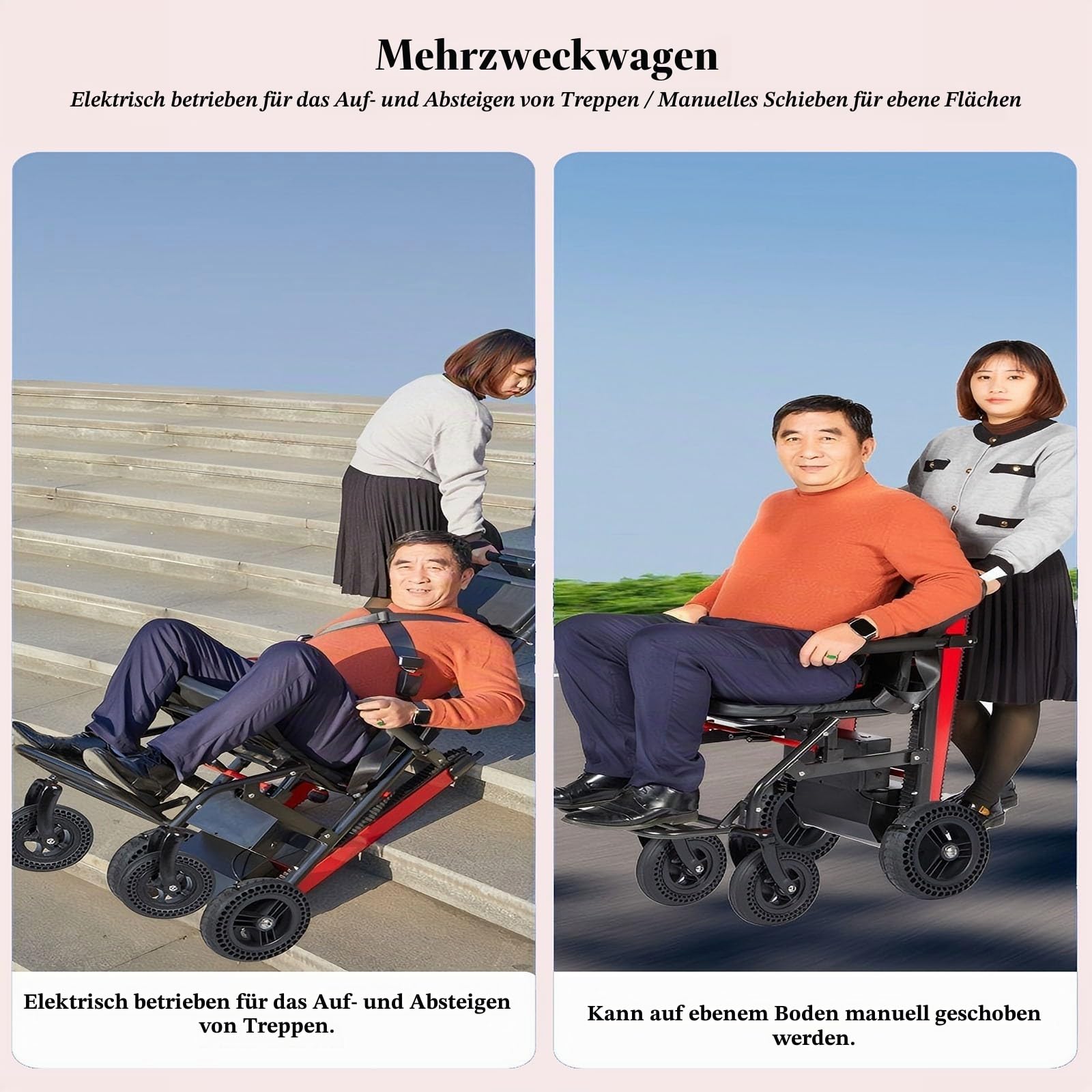 Treppensteiger,Faltbarer Elektrischer Rollstuhl,Elektrischer Treppenlift,Inklusive 13-Ah-Akku,Tragkraft 250 Kg,Zum Transport Von Patienten Treppen Hinauf Und Hinunter 13AH