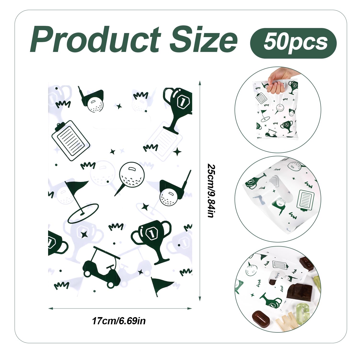 50pcs Golf Gift Bags, Golf Themed Party Decorations Candy Goodie Bags for Men Women Birthday Sports Events Party Favor Supplies